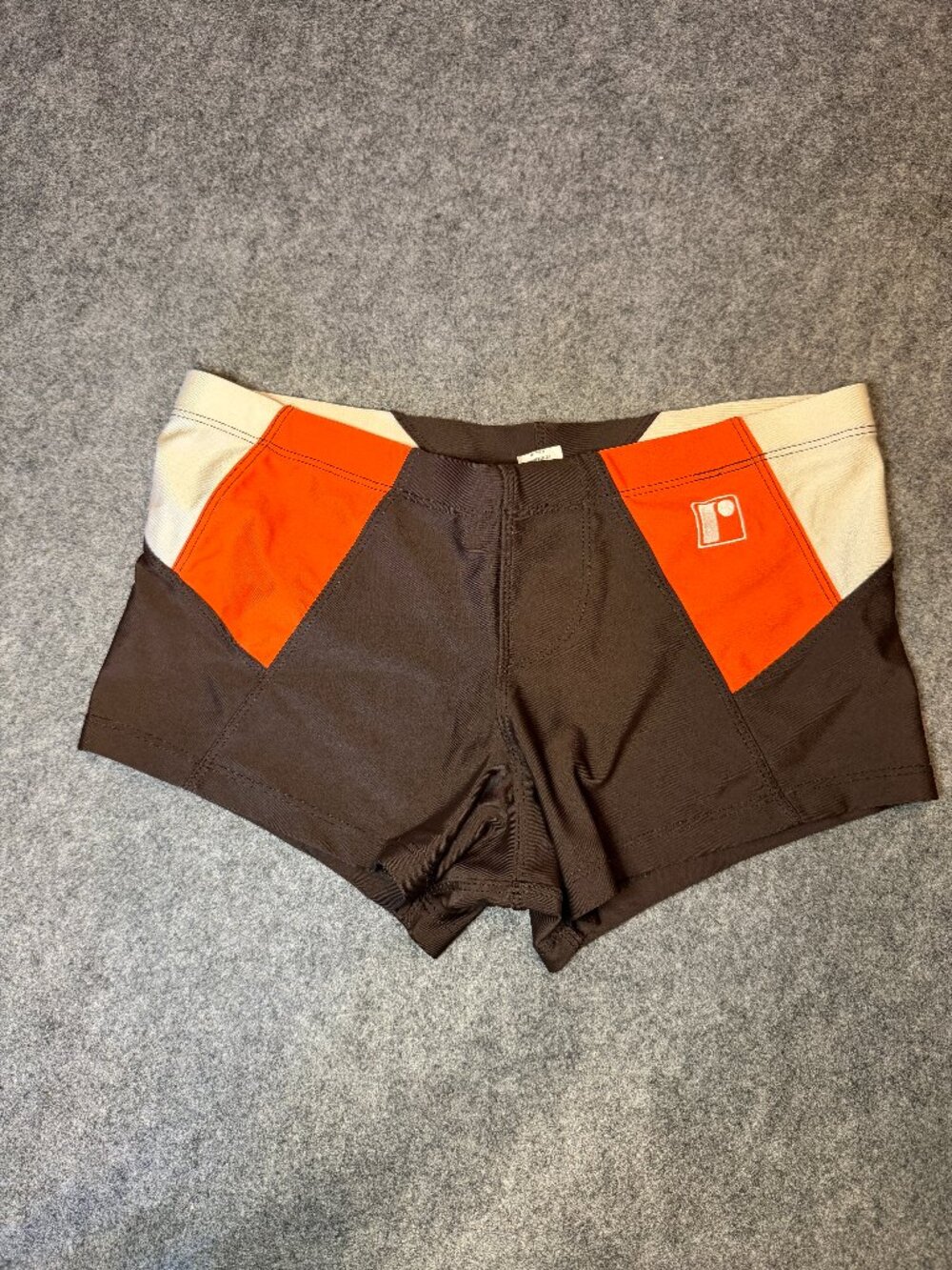 Rufskin Men Swim Trunk Boxer Brief Brown Orange Colorblock Size Medium